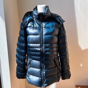 Andrew Marc Down Puffer Jacket XL womens blue parka with hood